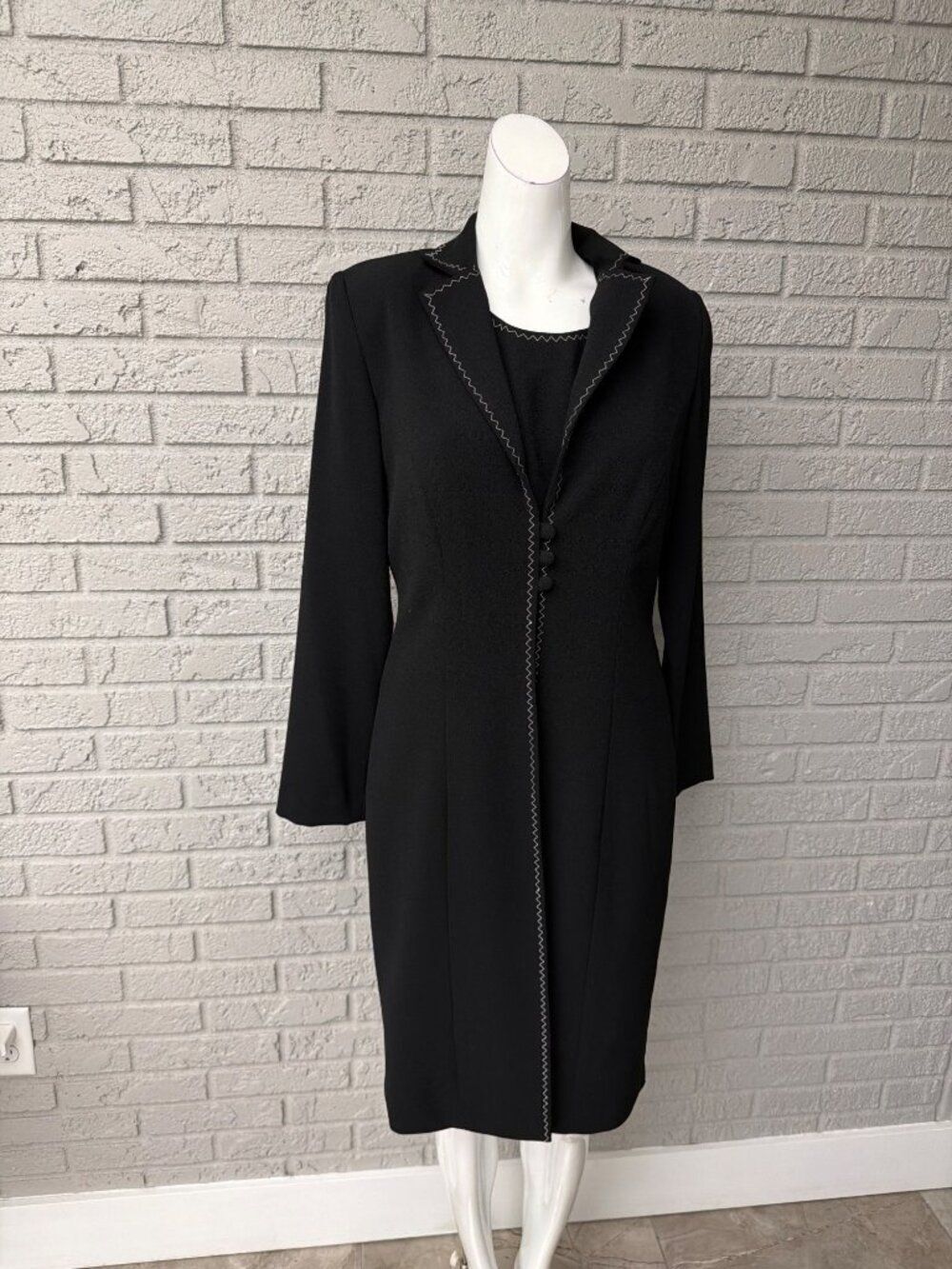 Danny & Nicole 2 PCS Black Dress & Jacket Set with Contrast Stitching Size 6